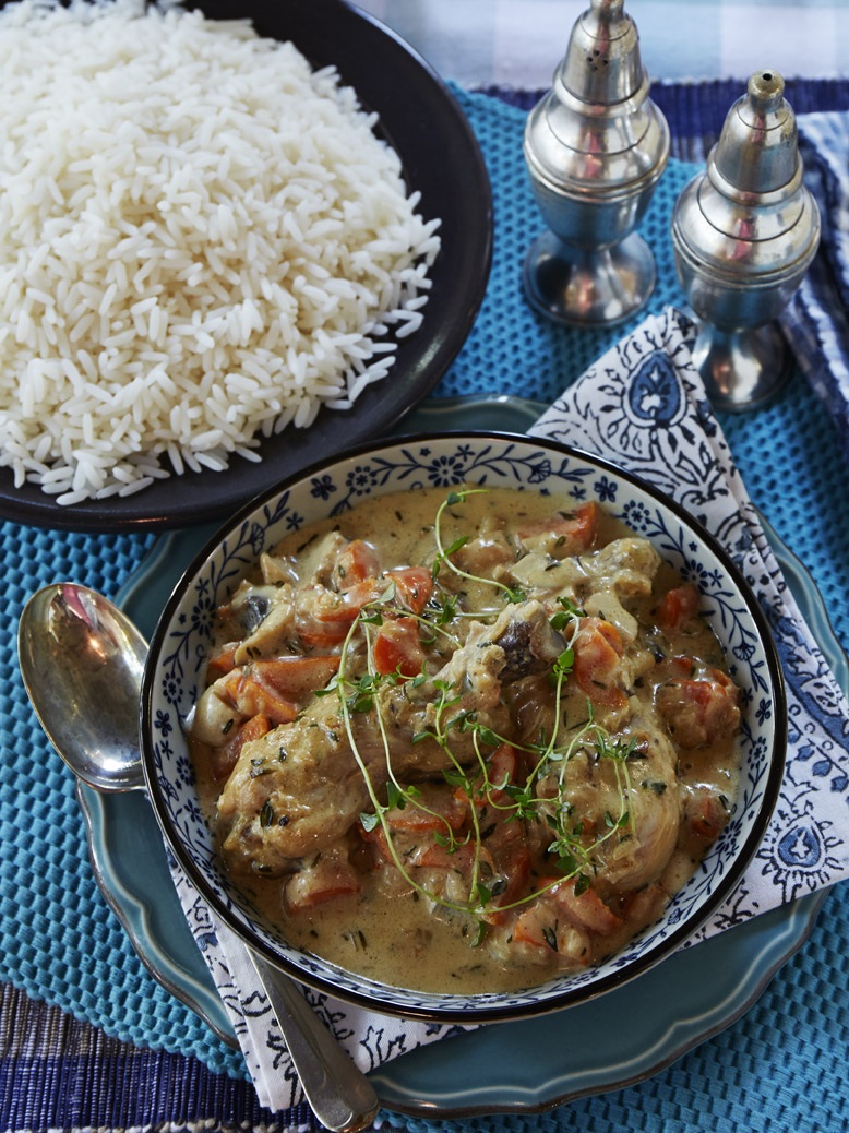 Chicken fricassee with thyme