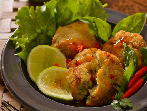Thai Flavoured Fish and Crab Cakes with Sweet Chilli Sauce