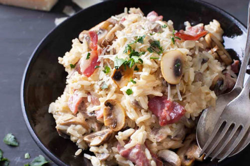 Mushroom Risotto with Bacon