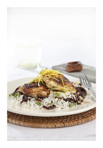 Caramelised Onion Pulao with Herby Mustard Chicken