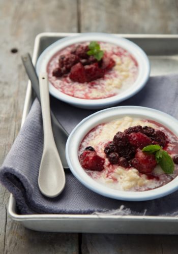 White Chocolate Risotto with Christmas Spiced Stewed Fruit