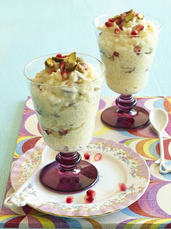 Rice Pudding with Pomegranates and Pistachios