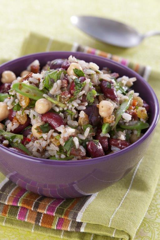 Brown Rice Salad with Dried Fruit, Beans, Olives and Sun Dried Tomatoes