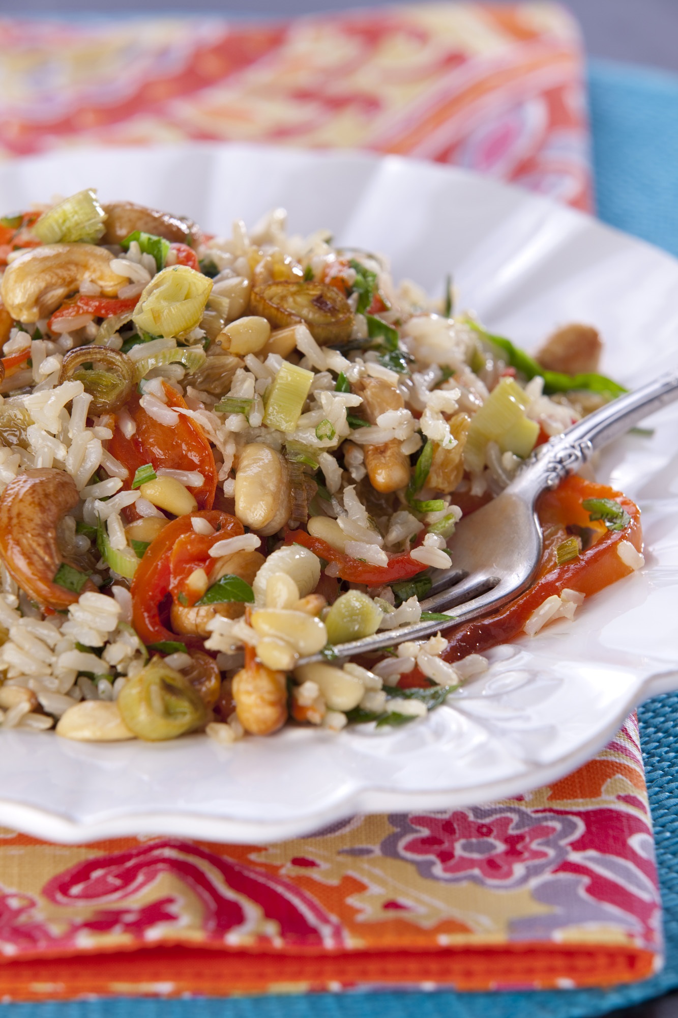 Nutty Brown Rice salad with Haloumi Cheese and Herbs