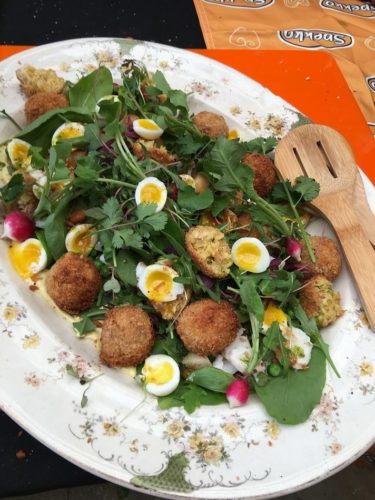 Nina Timm’s Kedgeree Salad with Smoked Hake Arancini, Quail Eggs and Curried Mayonnaise