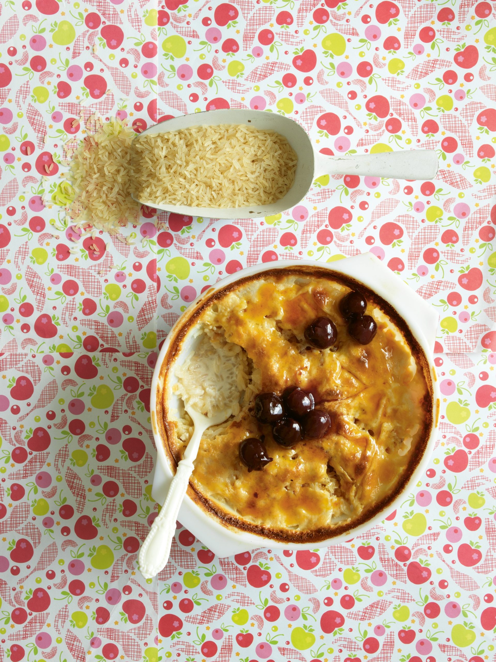 Old Fashioned Rice Pudding with Boozy Cherries