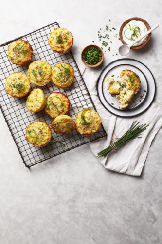 Satisfying sweetcorn, tuna and chives quiche cups
